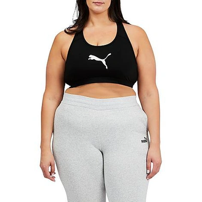 Shop Puma Women's Mid Impact 4keeps Sports Bra (plus Size) In  Black/ White