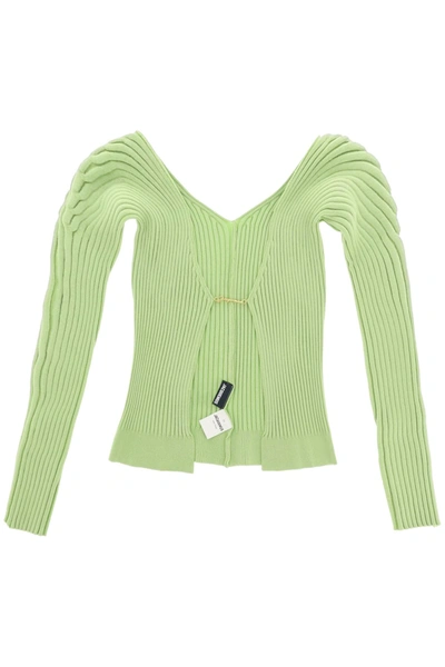 Shop Jacquemus Le Maille Pralù Cardigan In Green