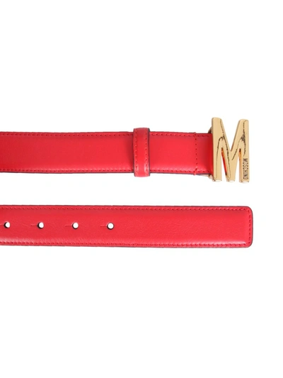 Shop Moschino Leather Belt In Red