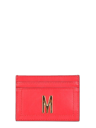 Shop Moschino Leather Card Holder In Red