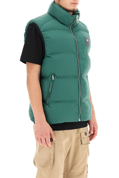 Shop Palm Angels Puffer Vest With Palm Tree Logo In Green