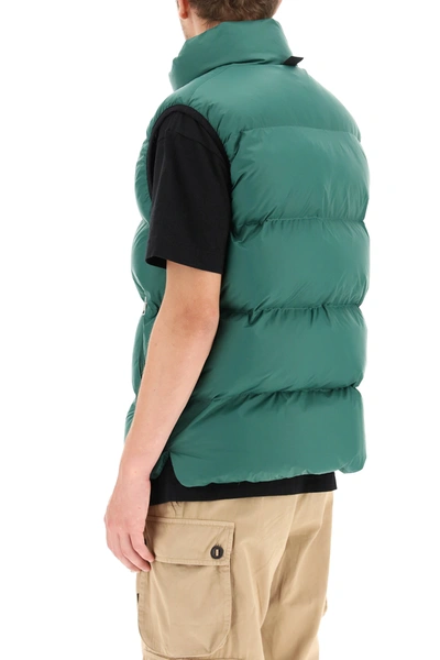 Shop Palm Angels Puffer Vest With Palm Tree Logo In Green