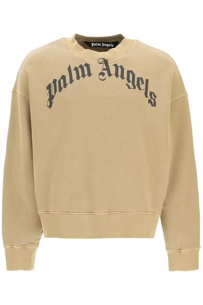 Shop Palm Angels Oversized Sweatshirt With Logo In Brown,black