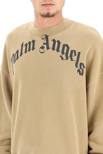 Shop Palm Angels Oversized Sweatshirt With Logo In Brown,black