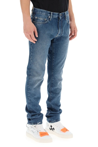 Shop Off-white Slim Diag Jeans In Blue
