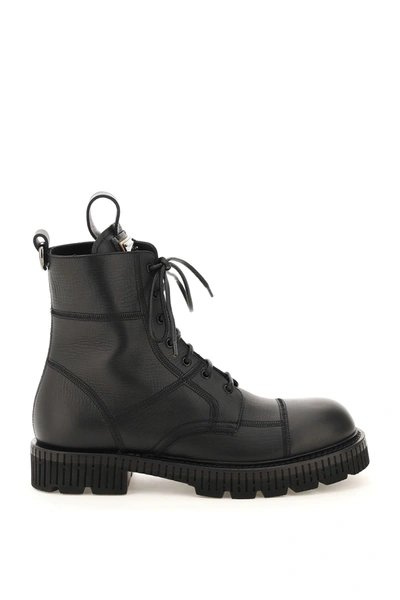 Shop Dolce & Gabbana Bernini Lace-up Boots In Black