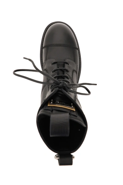 Dolce & Gabbana Leather Ankle Boot Chunky Sole In Black