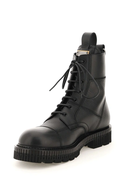 Dolce & Gabbana Leather Ankle Boot Chunky Sole In Black
