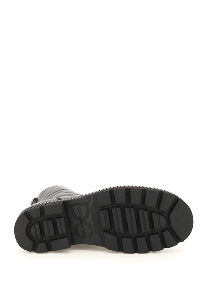 Dolce & Gabbana Leather Ankle Boot Chunky Sole In Black