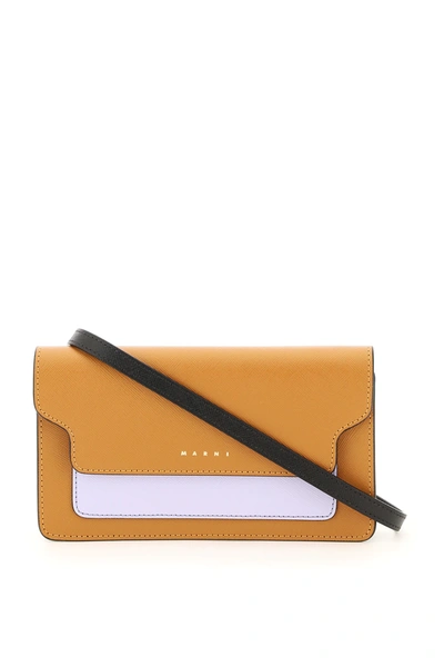 Marni Multicolor Mini Bag Wallet With Shoulder Strap In Orange 