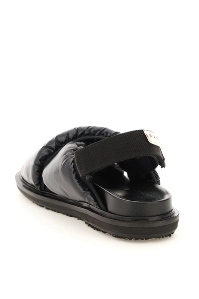 Shop Marni Padded Nylon Fussbett Sandals In Black
