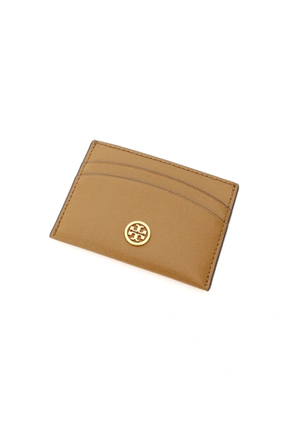 Shop Tory Burch Credit Card Holder With Logo Pin In Brown