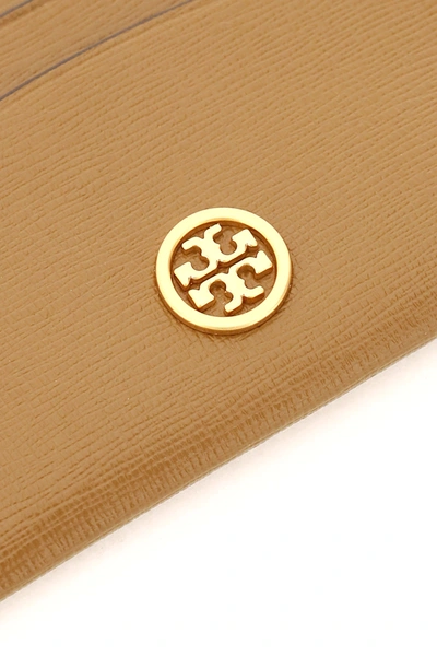 Shop Tory Burch Credit Card Holder With Logo Pin In Brown