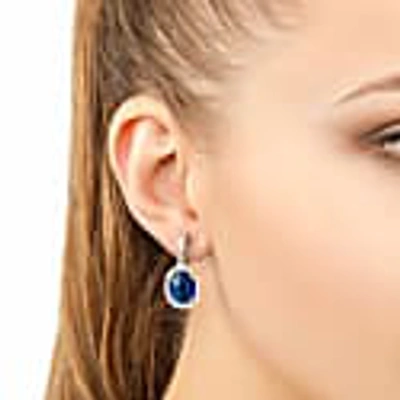 Latelita Beatrice Oval Gemstone Drop Earrings Silver Sapphire Hydro In Drop