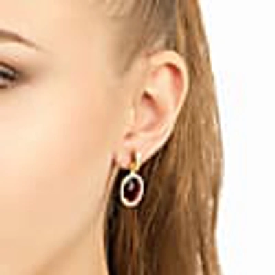 Latelita Beatrice Oval Gemstone Drop Earrings Gold Garnet In Drop