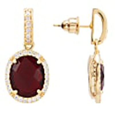 Latelita Beatrice Oval Gemstone Drop Earrings Gold Garnet In Drop