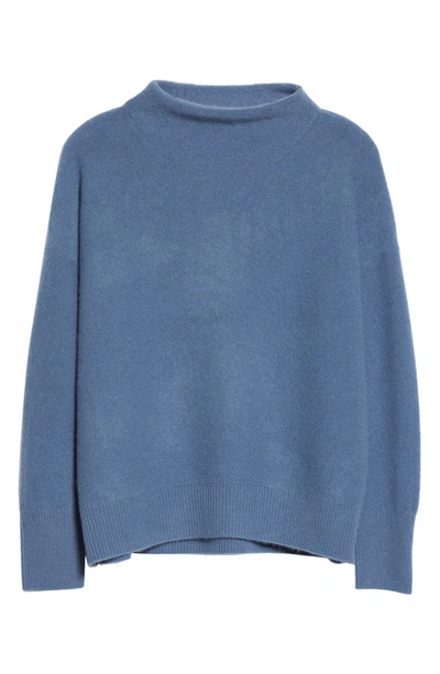 Shop Vince Funnel Neck Boiled Cashmere Sweater In Blueberry
