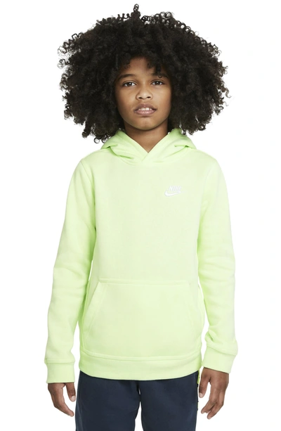 Shop Nike Sportswear Kids' Embroidered Logo Hoodie In Light Liquid Lime/ White