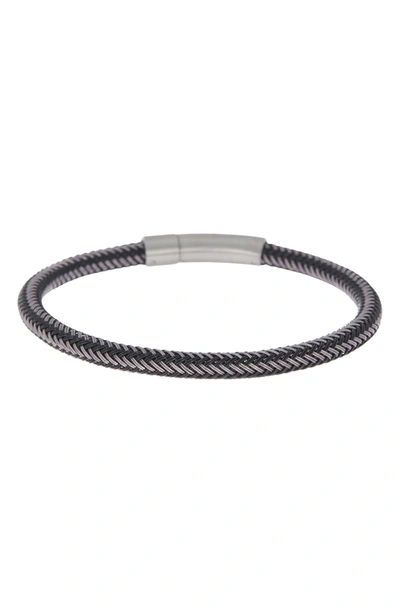 Shop Alor Stainless Steel Cable Bracelet In Steel/ Black