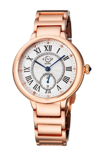 Shop Gevril Rome Diamond Swiss Watch, 36mm In Rose Gold
