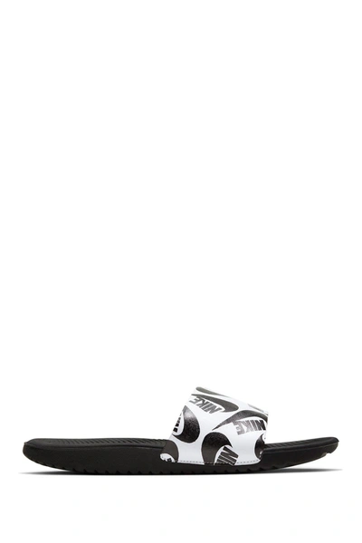 Shop Nike Kawa Just Do It Slide Sandal In 100 White/black