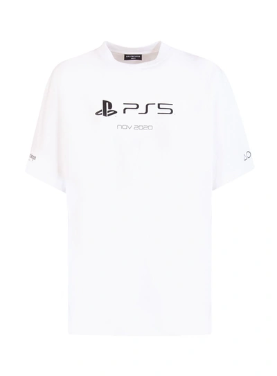 Shop Balenciaga Playstation Boxy T-shirt In Bianco