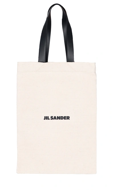 Shop Jil Sander Logo Tote Bag In Neutrals