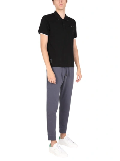 Shop Mcq By Alexander Mcqueen Polo Shirt With Rubberized Logo Print In Black