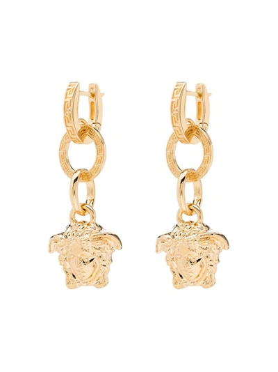 Shop Versace Medusa Link Drop Earrings Gold