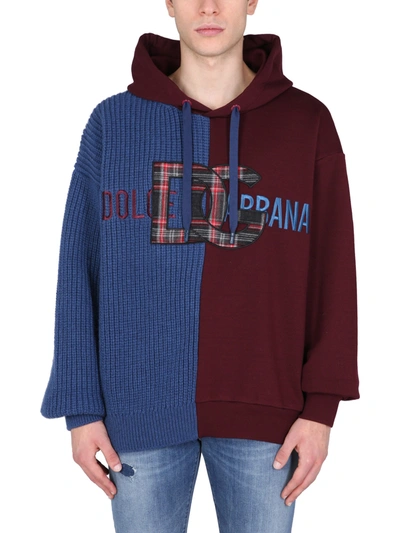 Shop Dolce & Gabbana Sweatshirt With Logo Patch In Multicolour