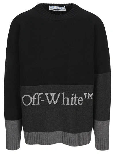 Shop Off-white Off White Color Block Sweater In Nero Grey