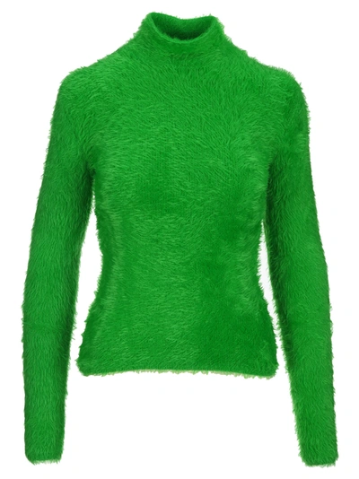 Shop Stella Mccartney Fur Free Fur High Neck Jumper In Green