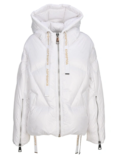 Khrisjoy Logo Drawstring Puffer Jacket In White
