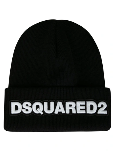 Shop Dsquared2 Logo Embroidered Beanie In Black/white