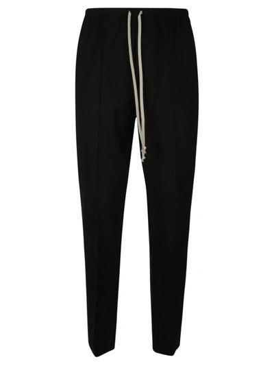 Shop Rick Owens Drawstring Slim Long Trousers In Black