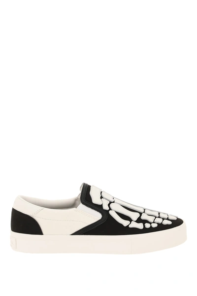 Shop Amiri Sneakers Skel Toe Slip On In Black White (black)
