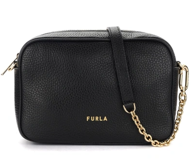 Shop Furla Real Black Leather Crossbody Bag In Nero