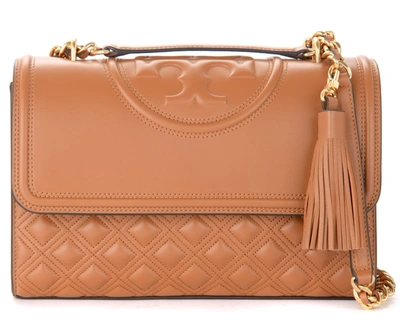 Tory Burch Fleming Beige Leather Shoulder Bag In Nero | ModeSens