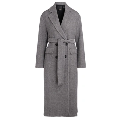 Shop Pinko Grey Cloth Dressing Gown Coat In Grigio