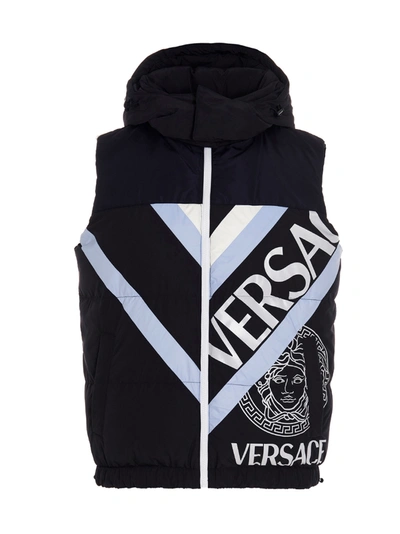 Shop Versace Logo Gilet In Black