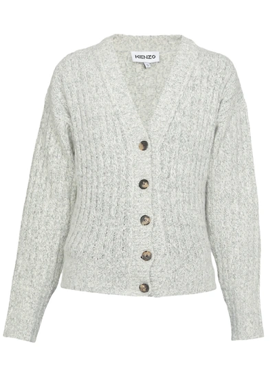 Shop Kenzo Wool And Cashmere Knitted Cardigan In Off White
