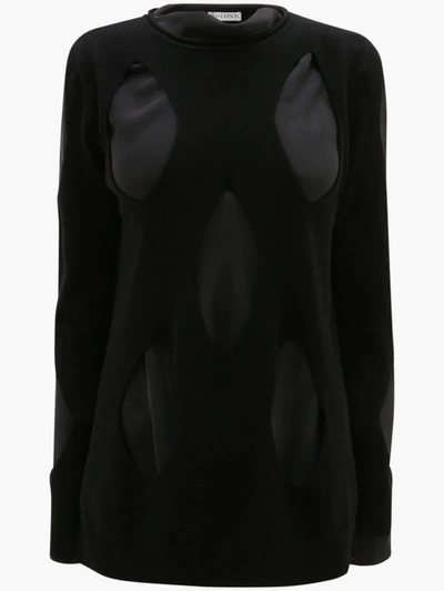 Shop Jw Anderson Crewneck Diamond Cut Out Jumper In Black