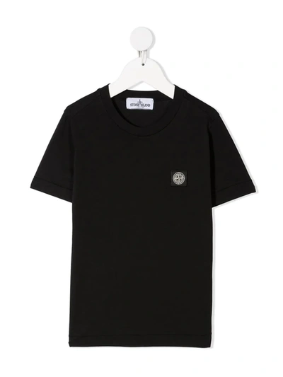 Shop Stone Island Junior Logo-patch Cotton T-shirt In Black