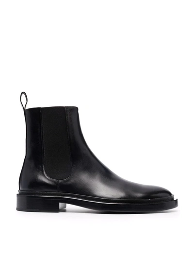 Shop Jil Sander Leather Chelsea Boots In Black