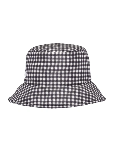 Shop Miu Miu Gingham-pattern Bucket Hat In Black