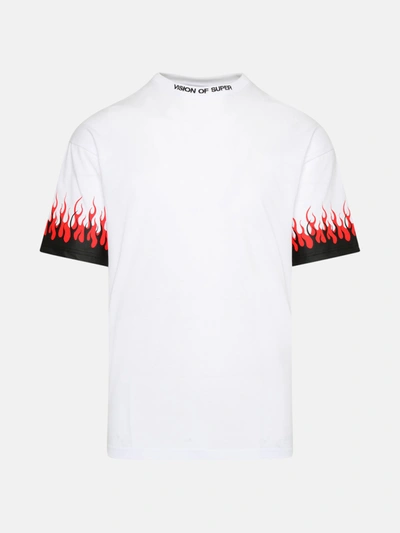 Shop Vision Of Super T-shirt Doppie Fiamme Bianca In White