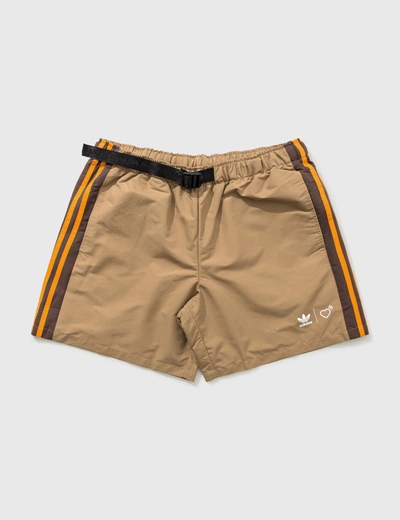 Shop Adidas Originals X Human Made Consortium Wind Shorts In Brown