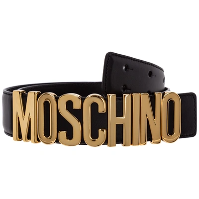 Shop Moschino Women's Genuine Leather Belt In Black