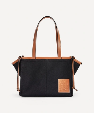 Shop Loewe Small Cushion Canvas And Leather Tote Bag In Black