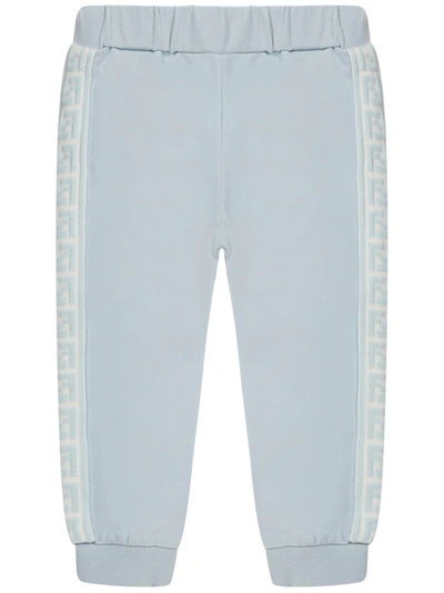 Shop Fendi Kids Trousers In Light Blue